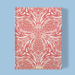 Hand-printed coral thistle notebook, organic fabric