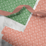 Hand-printed shimmering pearls wrapping paper