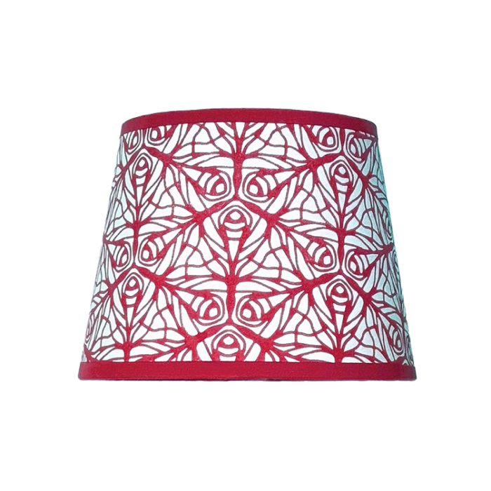 Hand-printed red butterfly garden lampshade, hand-printed