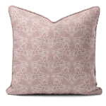 Hand-printed pink thistle cushion, organic fabric x 50 cm