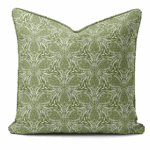 Hand-printed sage green thistle cushion, organic fabric, x 50 cm
