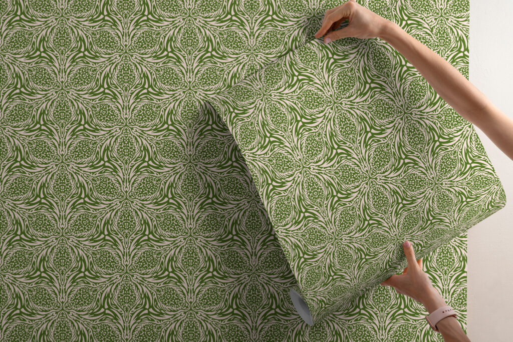 Moss Green Thistle Wallpaper