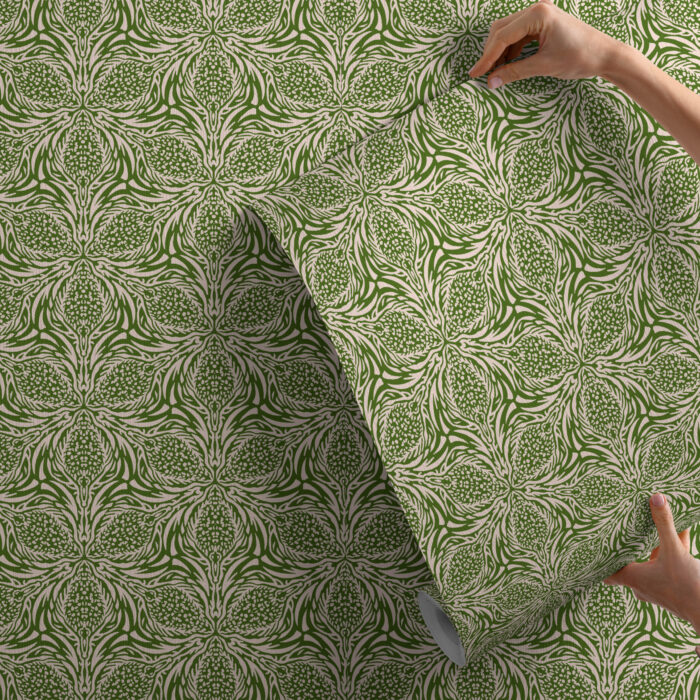 Moss Green Thistle Wallpaper