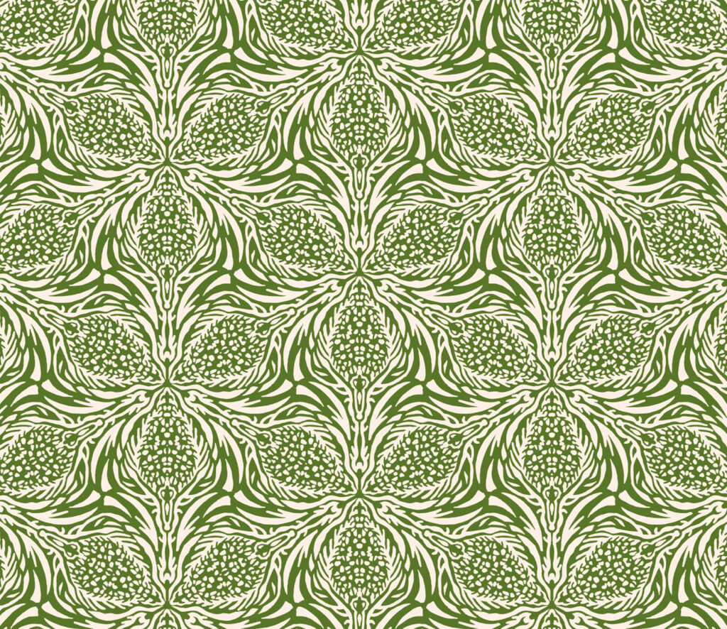 Moss Green Thistle Wallpaper