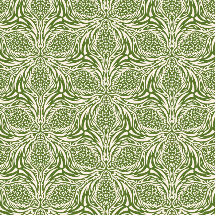 Moss Green Thistle Wallpaper