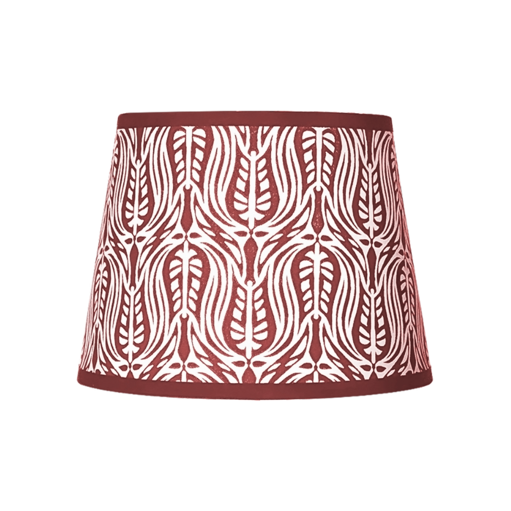Hand-printed ruby Tulip lampshade, hand-printed paper