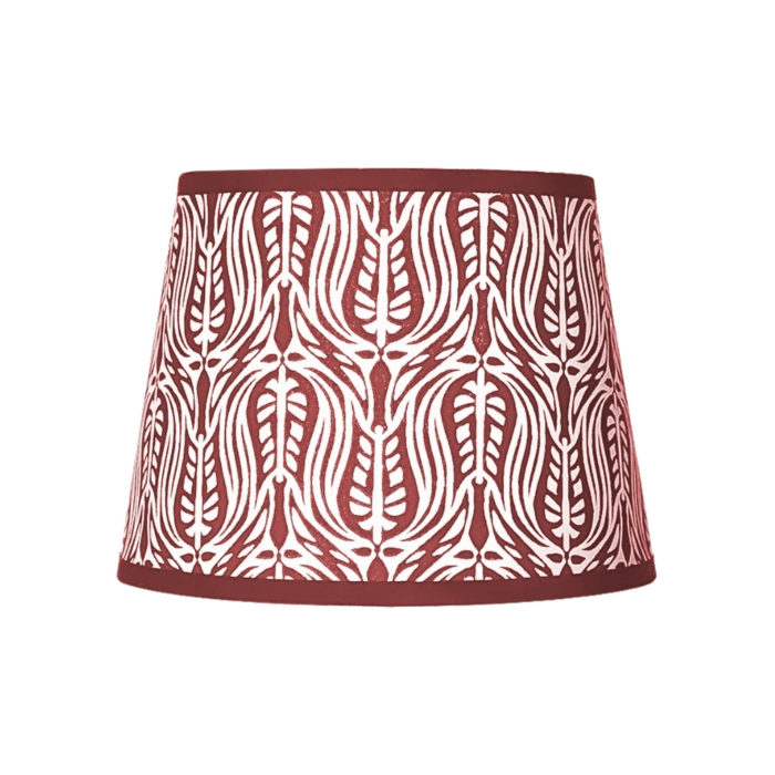Hand-printed ruby Tulip lampshade, hand-printed paper