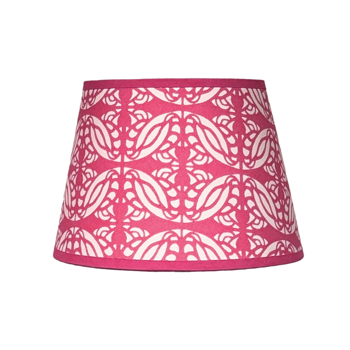 Hand-printed cerise persian love birds lampshade, hand-printed paper