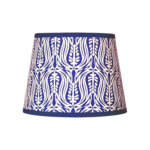 Hand-printed navy blue Tulip lampshade, hand-printed paper