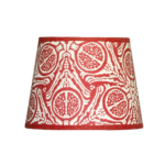 Hand-printed red lampshade, hand-printed paper