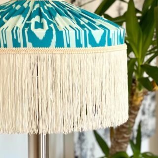 How beautiful is this lampshade?  Created by my recent student Jacqui on my vintage lampshade making course, I love where her inspiration has taken her! The blue ikat fabric is bright and adds a light, airy feel to the frame. 

It’s not every day you’d see a frame like this covered with ikat - often, they’re made with plain silk - and I love how my student was inspired to experiment like this. Sometimes making a great lampshade is about doing something different! 

The top pleats really draw the eye closer and it adds so much interest and depth and it’s lovely to see the pattern unfold like this, flowing so beautifully into the long fringe. 

I’m looking forward to working with Jacqui again when she returns for our textile printing masterclass in May. 

#lampshadedesign #lampshades #textileprinting #handprinted #handprintedlampshades #lampshadeworkshop #handmadeuk #craftworkshop #instacraft #instainspo #creativelifehappylife #fringedlampshade