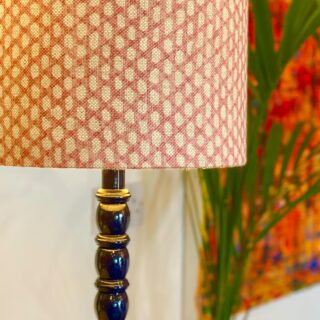 Made by my lovely student Lulu @lulu_hampson , the Wicker linen fabric in pink by Fermoie looks stunning on this elegant drum lampshade. 
I love how beautifully this timeless bobbin lamp in blue complements the wicker work pattern. 
.
.
.
.
.
.
.
.
.
#lampshades #lampshademakingworkshops  #lampshademaker #lampshadedesign #lampshademaking #lampshadeworkshop  #gatheredlampshade #pleatedlamoshades #tailoredlampshades #traditionallampshades #making lampshades #sewinglampshades #traditionalcrafts #howtomakelampshades #lampshademakingbusiness #mojidesigns #madeinuk #drumlampshade #hardbacklampshades #bespokelampshademaker #drumlampshades #fermoie #fermoielampshades @fermoie