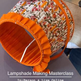 What a fabulously fiery first lampshade by my lovely student Vigdis @vigdistotland 
The vivid orange trim is an inspired colour choice. Be sure to tune in to see her progress with our second lampshade. 

Dm, email or comment if you have any questions. I’d love to hear from you…💕
.
.
.
.
.
.
.
.
.
.
..
.
.
#craftsession #crafts #tutorial #teacher #craft #student #teaching #travel #learning #craftholiday #red 
#lampshadesign #lampshade #making #explore #explorepage #reels #lighting #stitching #handstitched #interiors2you #orange #howto #norway #homedecoration #fabrics #reelofinstagram #worldwide #sewing #learningholidays