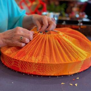 In great company of Pauline this week, who has traveled all the way from Scotland, to join me for a four-day vintage lampshade course in Brighton. 

Yesterday, we completed the first of two stunning lampshades—a gorgeous silk lampshade lined with a striking yellow fabric adorned with orange braid and burgundy fringe. The color combination is undeniably vibrant and harmonious, reflecting Pauline’s maximalist style perfectly. 

I’m thrilled with our progress and can’t wait to delve into our next project, exploring another bold color scheme that matches Pauline’s bold and adventurous spirit. What an amazing achievement for our first day together!
.
.
.
.
.#scotland #traveltolearn #gatheredlampshades #pleatedlampshade #yellowfabric #orangefabric #silkfabric 
#lampshades #lampshademaking #lampshadeworkshop #learnwithme #onetoone #buildskills #startabusiness #toptips #lampshadedesigner #vintagelampshade #vintagevibe #maximaliststyle #vibrantcolors #businesstips