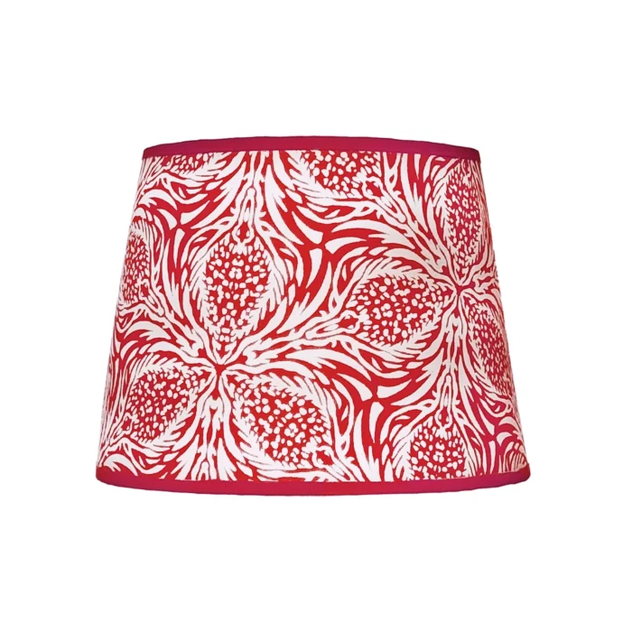 Hand-printed red thistle lampshade, hand-printed paper