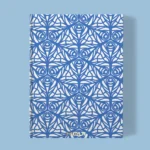 Hand-printed blue butterfly garden notebook, organic fabric