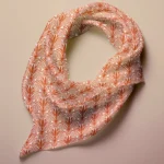 Hand-printed orange shiraz bloom silk scarf