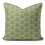 Hand-printed sage green butterfly garden cushion, organic fabric