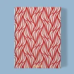 Hand-printed red rustling willow leaves notebook, organic fabric