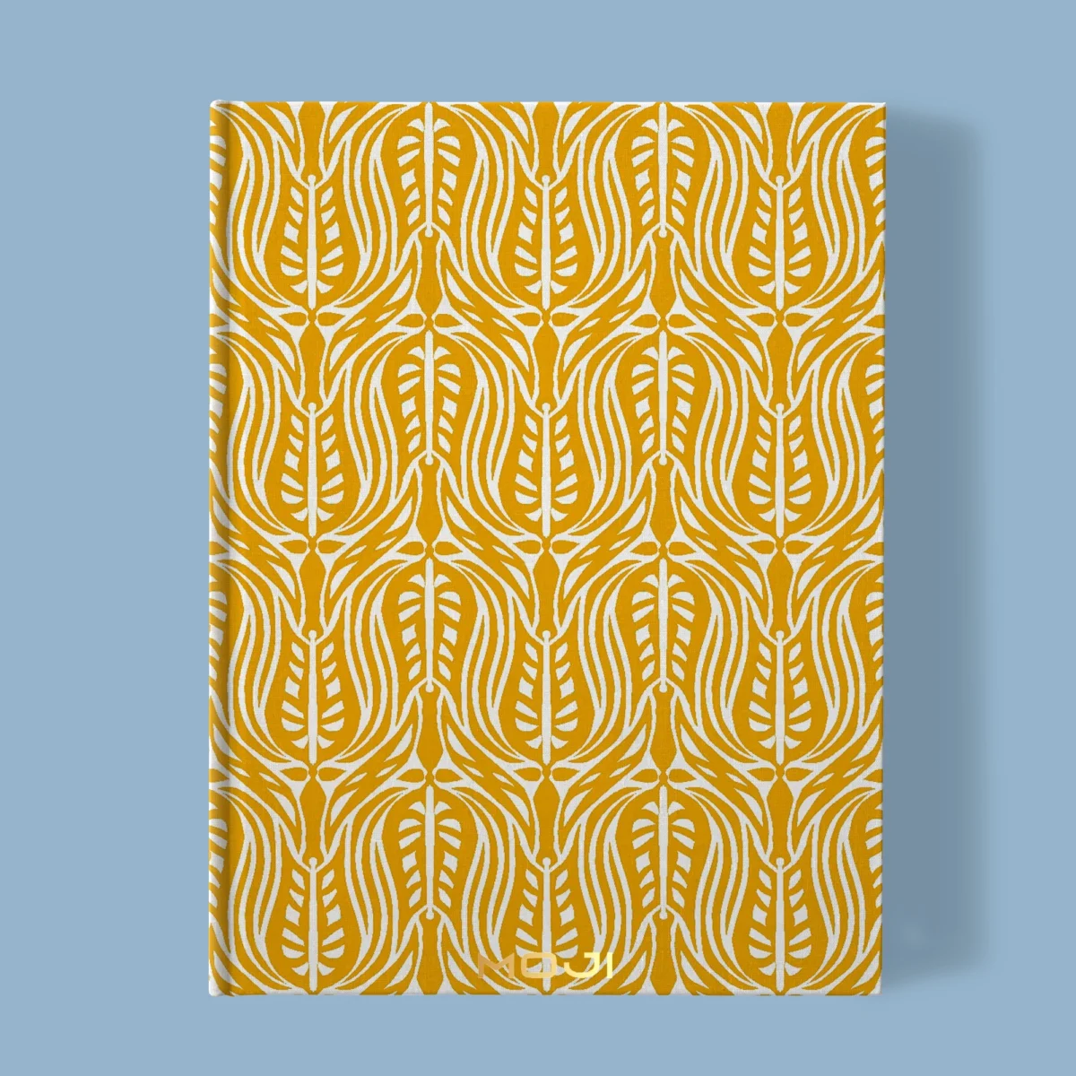 Hand-printed yellow wild tulip notebook, organic fabric
