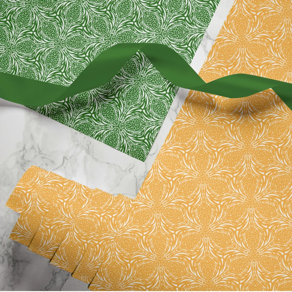 Hand-printed thistle wrapping paper