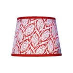 Hand-printed red seed pod lampshade, hand-printed paper