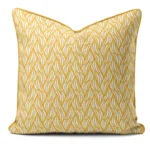 Hand-printed yellow rustling Willow Leaves cushion, organic fabric