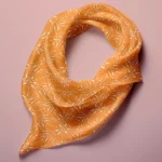 Hand-printed orange pomegranate silk scarf