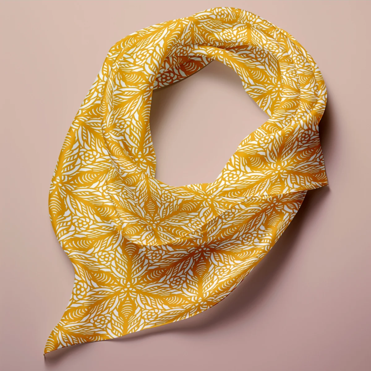 Hand-printed yellow persian lily silk scarf