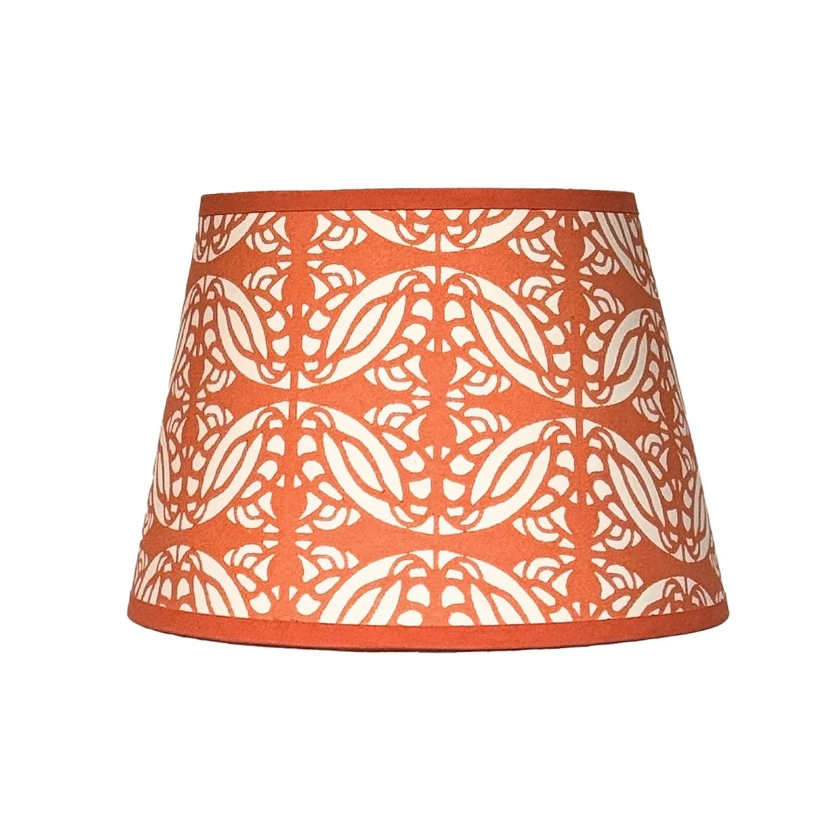 Hand-printed orange persian love birds lampshade, hand-printed paper