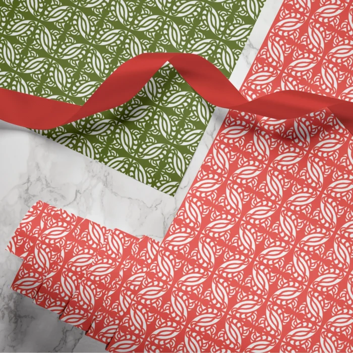 Hand-printed persian love birds wrapping paper