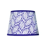 Hand-printed navy blue seed pod lampshade, hand-printed