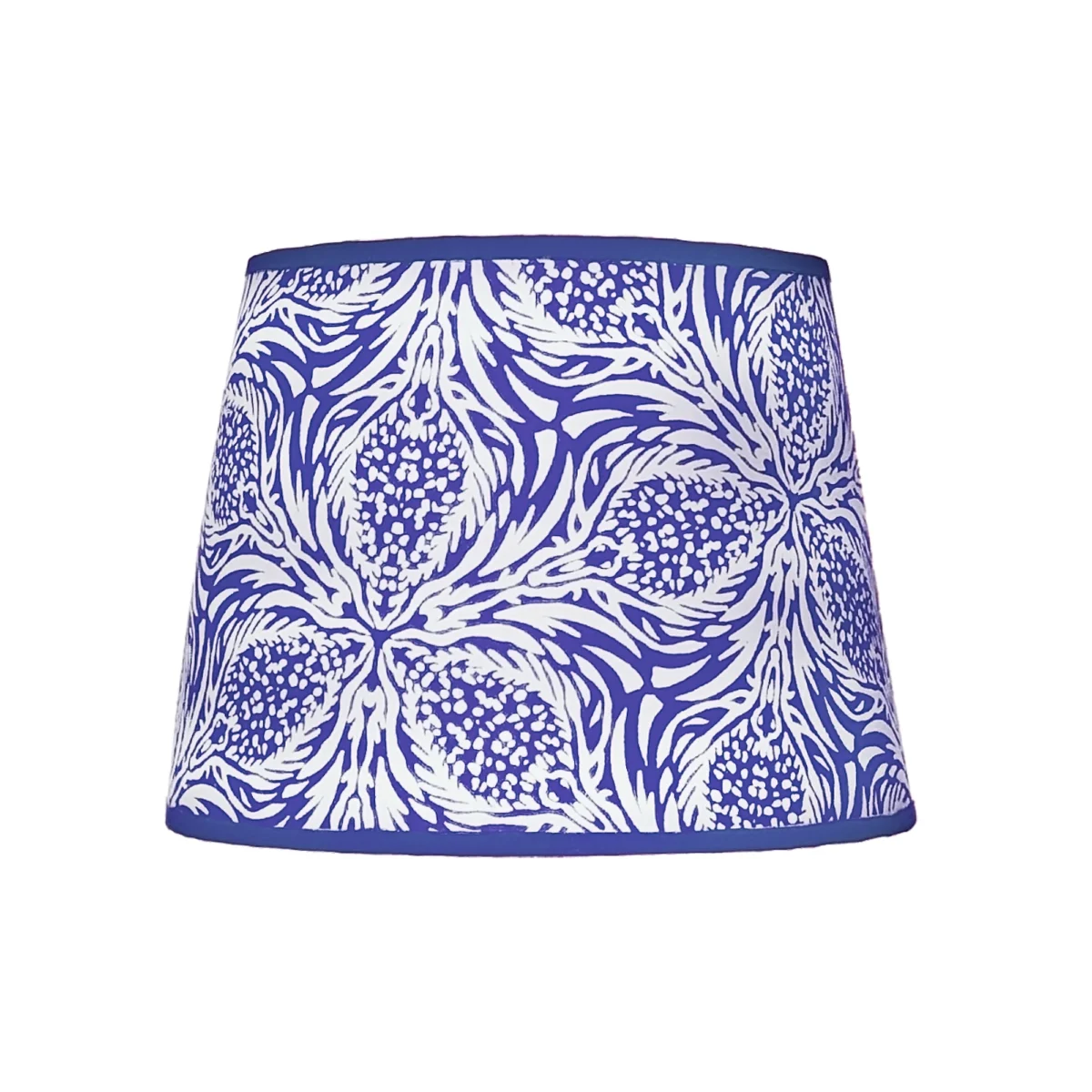 Hand-printed navy blue thistle lampshade, hand-printed