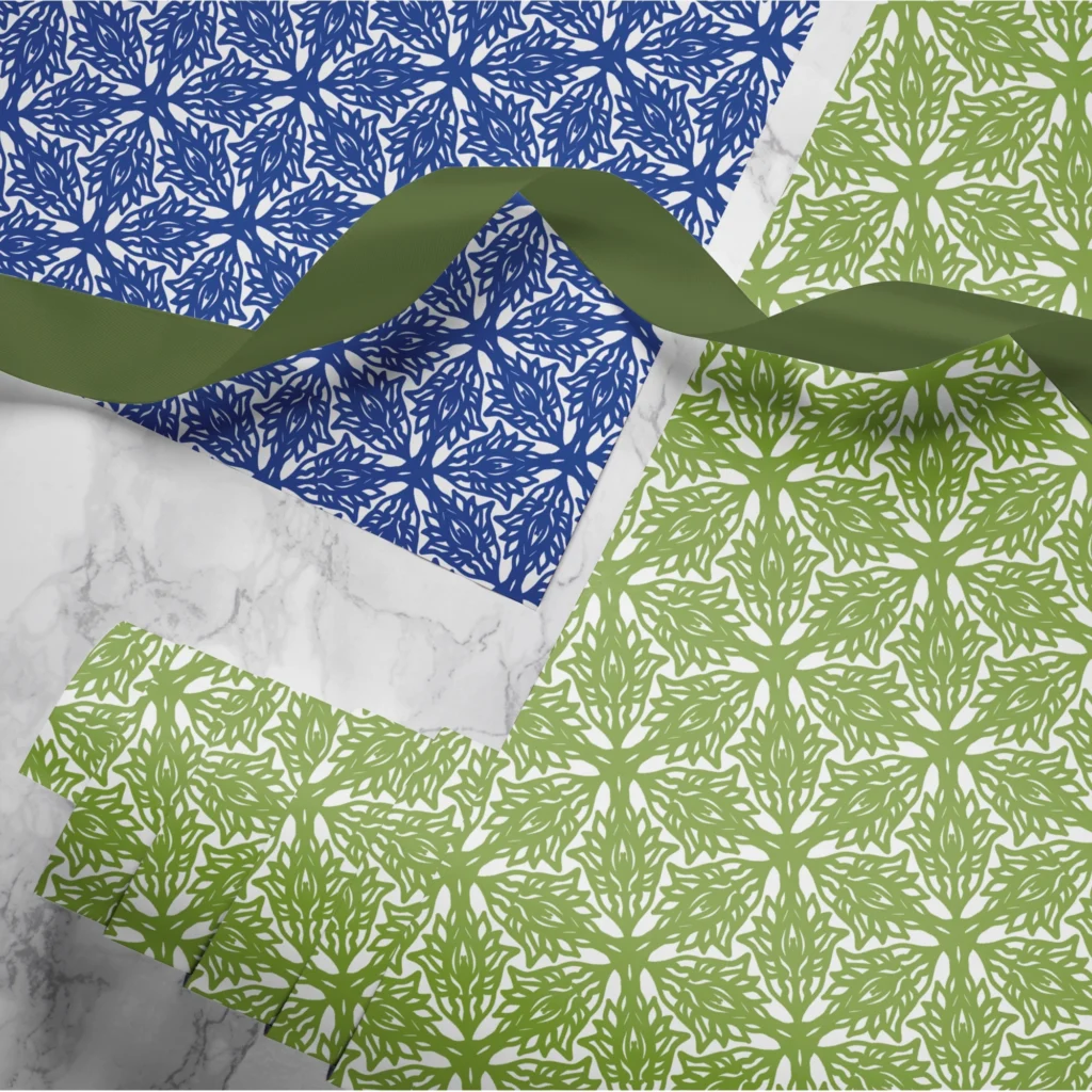 Hand-printed flower meadow wrapping paper