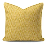 Hand-printed yellow wild tulip cushion, organic fabric