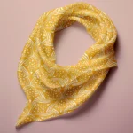 Hand-printed yellow evening lavendar silk scarf