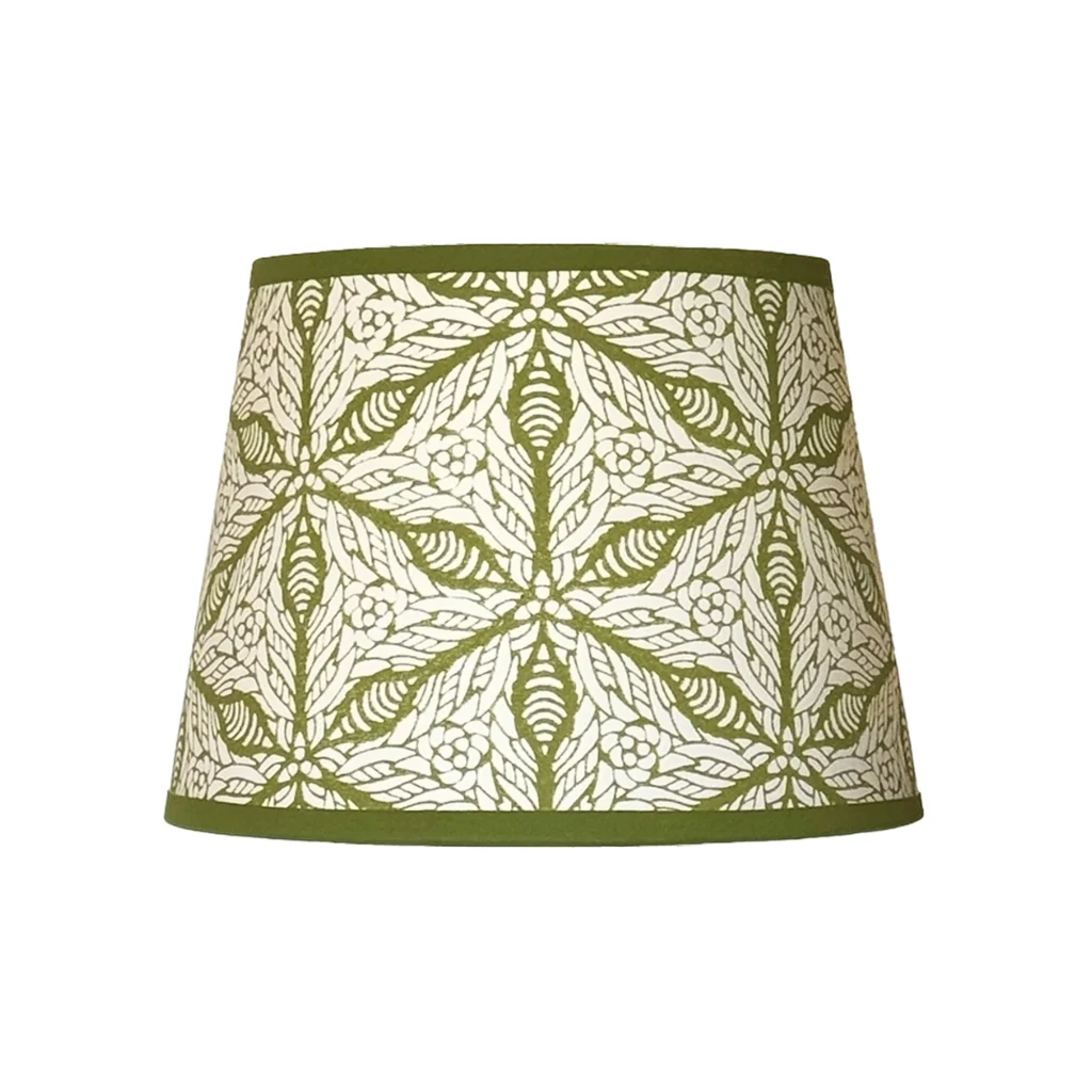 Hand-printed sage green persian lily lampshade, hand-printed