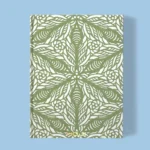 Hand-printed sage green persian lily notebook, organic fabric
