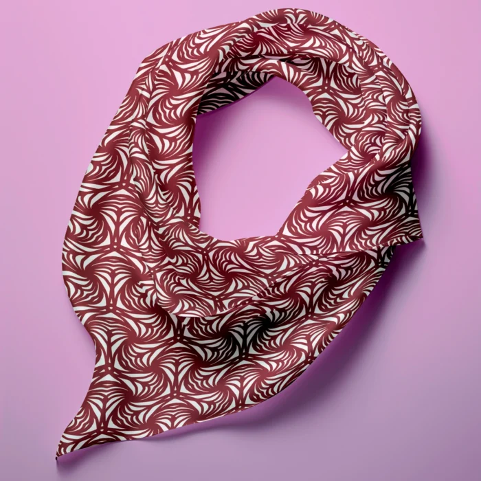 Hand-printed ruby petal silk scarf