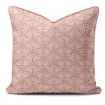 Hand-printed pink butterfly garden cushion, organic fabric