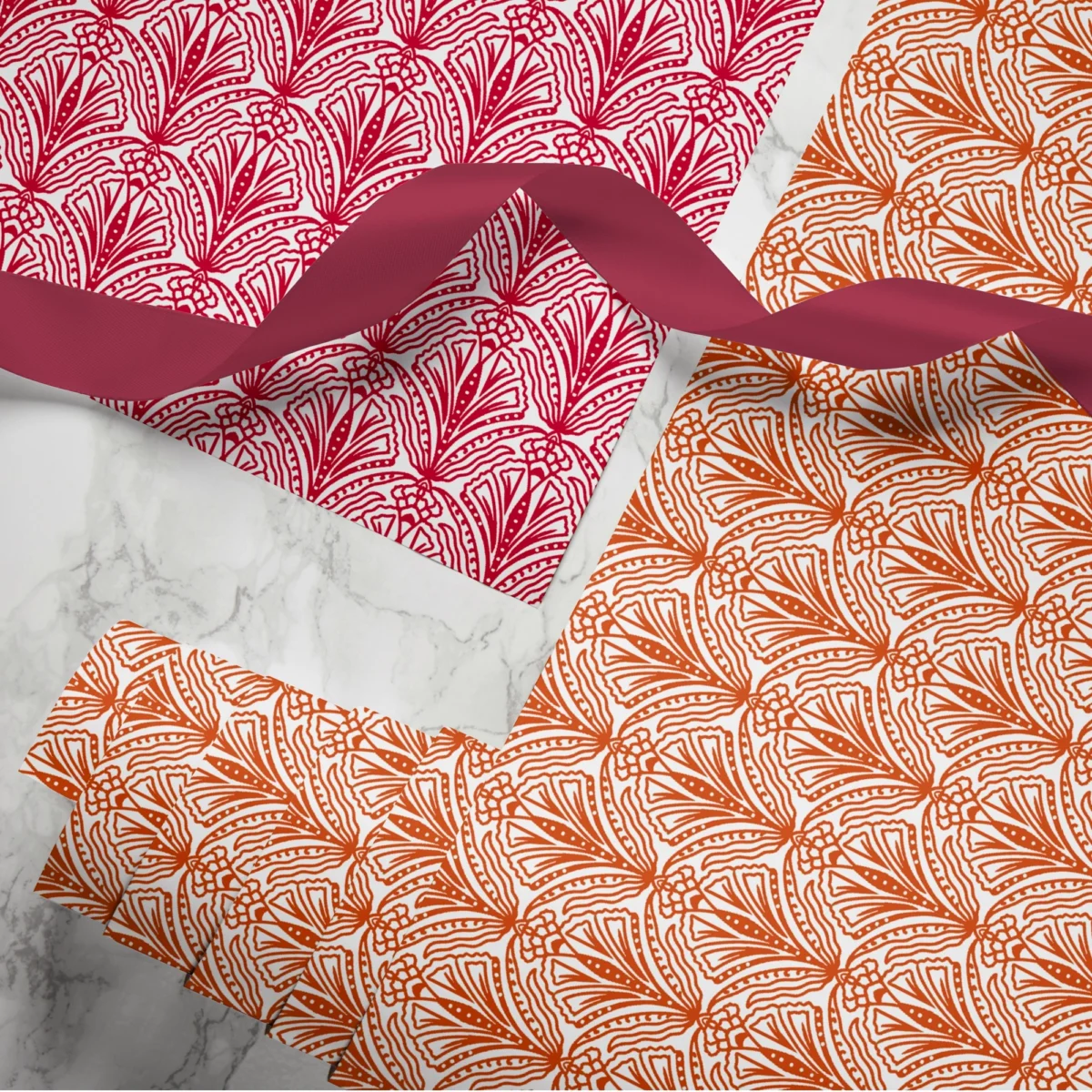 Hand-printed Shiraz Bloom wrapping paper