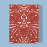 Hand-printed red pomegranate notebook, organic fabric