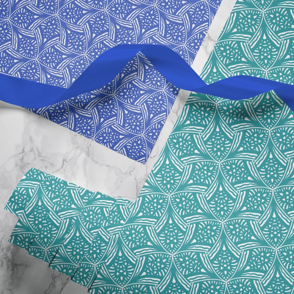 Hand-printed evening lavendar wrapping paper