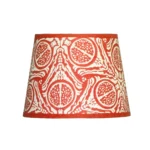 Hand-printed orange pomegranate lampshade, hand-printed paper