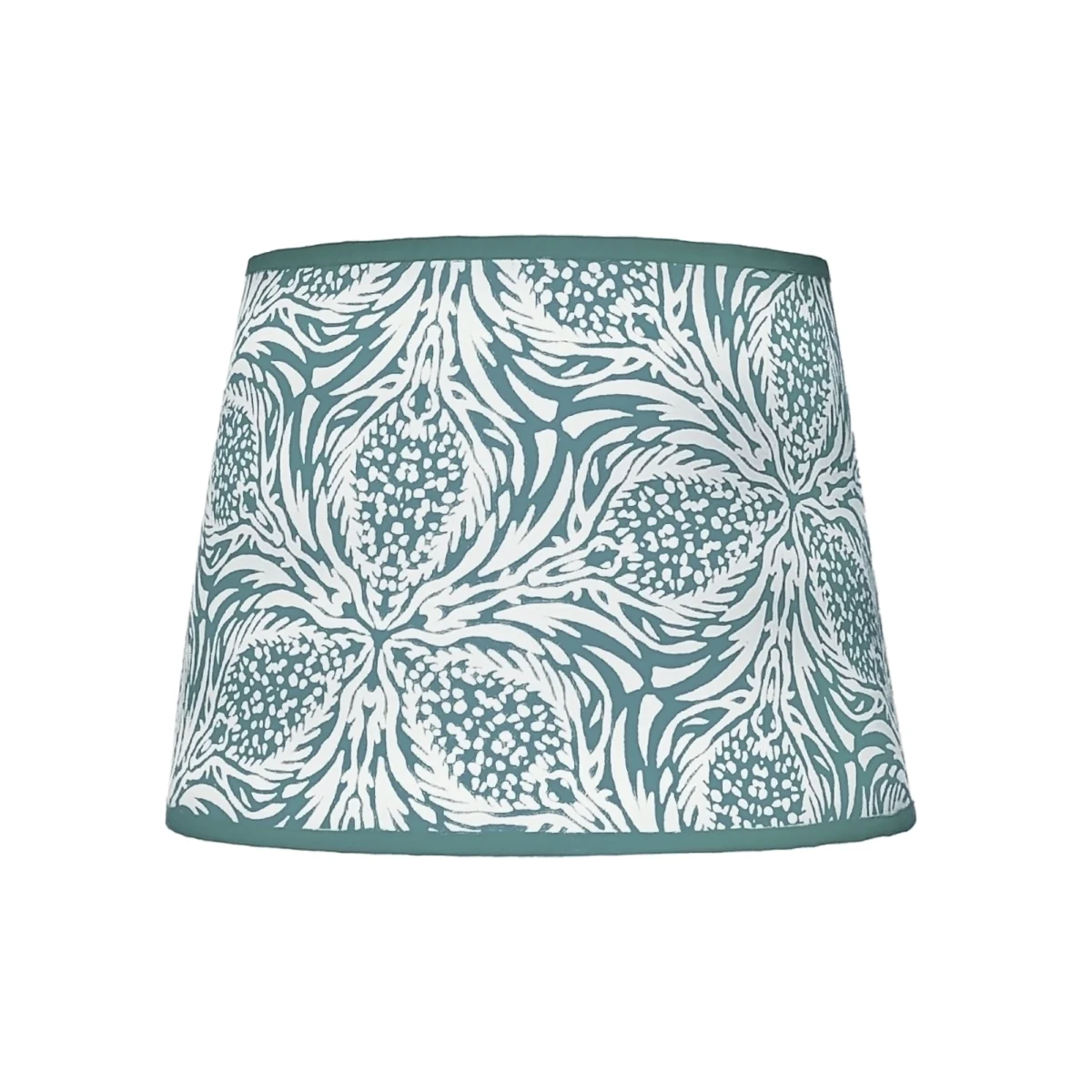 Hand-printed teal thistle lampshade, hand-printed