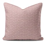 Hand-printed pink seed pod cushion, organic fabric
