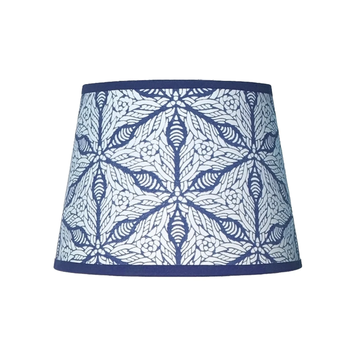 Hand-printed navy blue persian lily lampshade, hand-printed paper