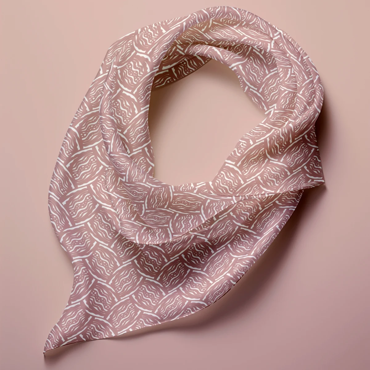 Hand-printed pink Silk Scarf- Seed Pod