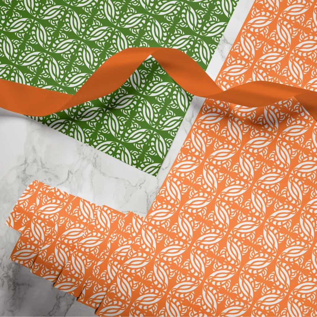 Hand-printed persian love birds wrapping paper