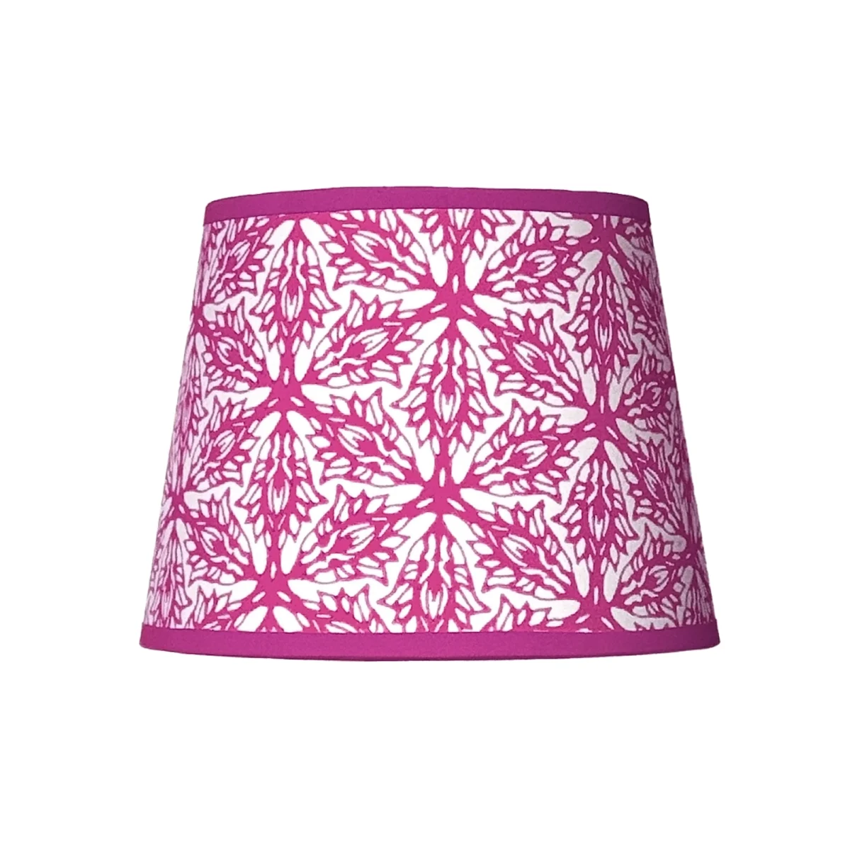Hand-printed cerise flower meadow lampshade, hand-printed